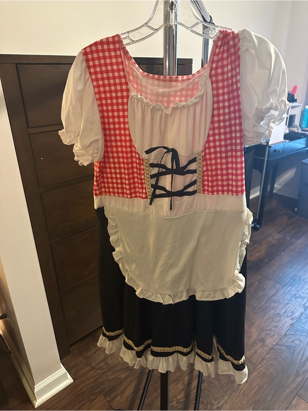 Red Gingham Peasant or Beer Girl Costume Dress - Kids